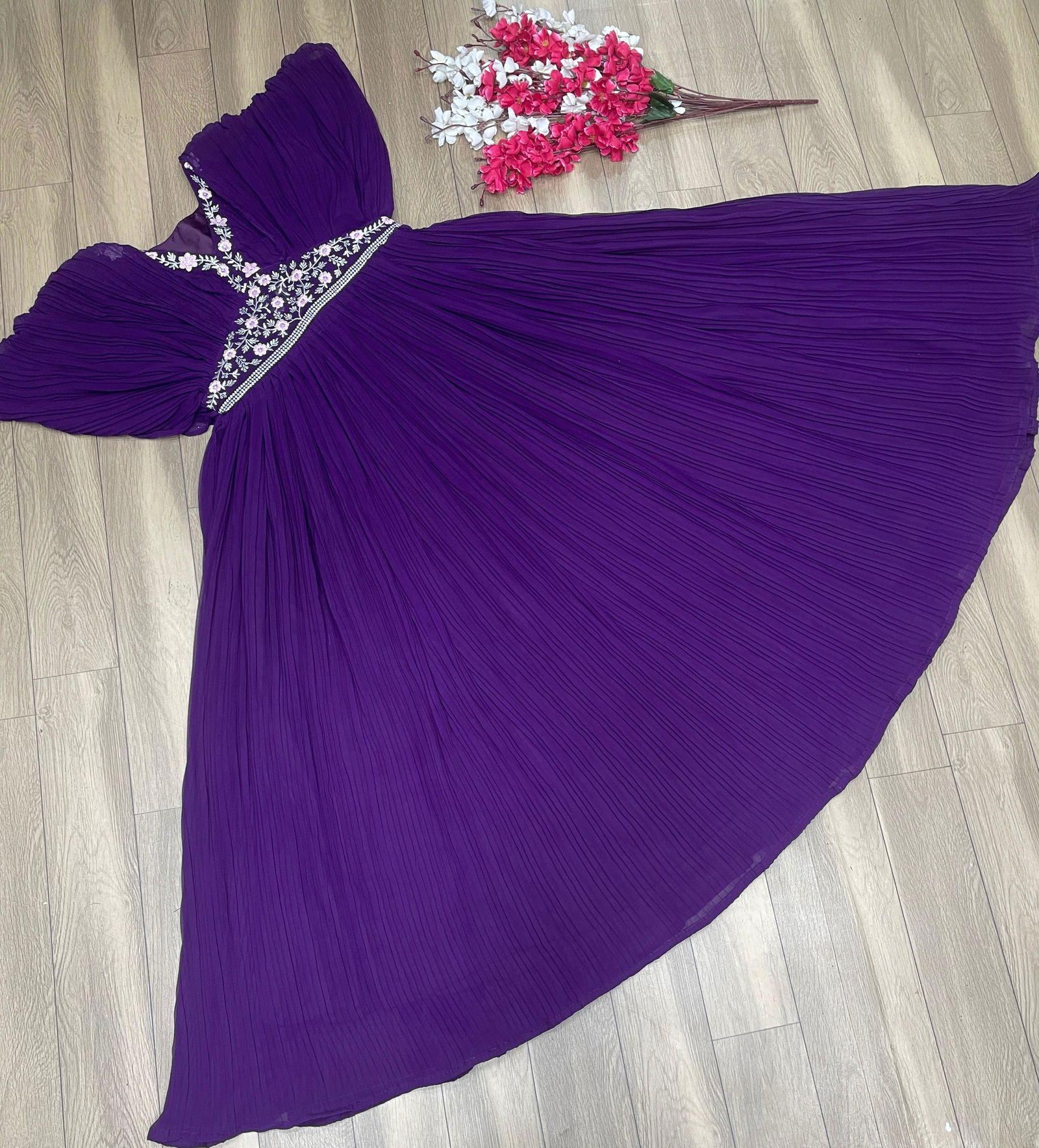 PC 397 Embroidery faux Georgette Party Wear Gown Wholesale Shop In Surat